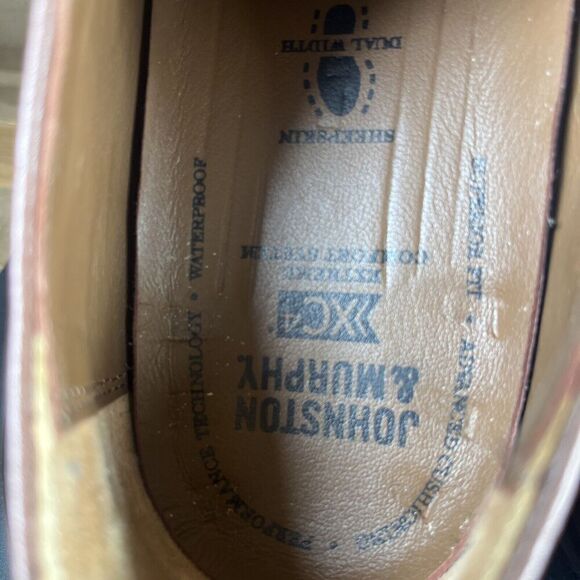 Johnston & Murphy Mens Size 10.5M Branning Cap Toe Tan Sheepskin Brown Lace Up - Picture 7 of 10